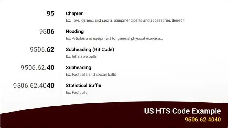 Infographic depicting the elements of an HTS code